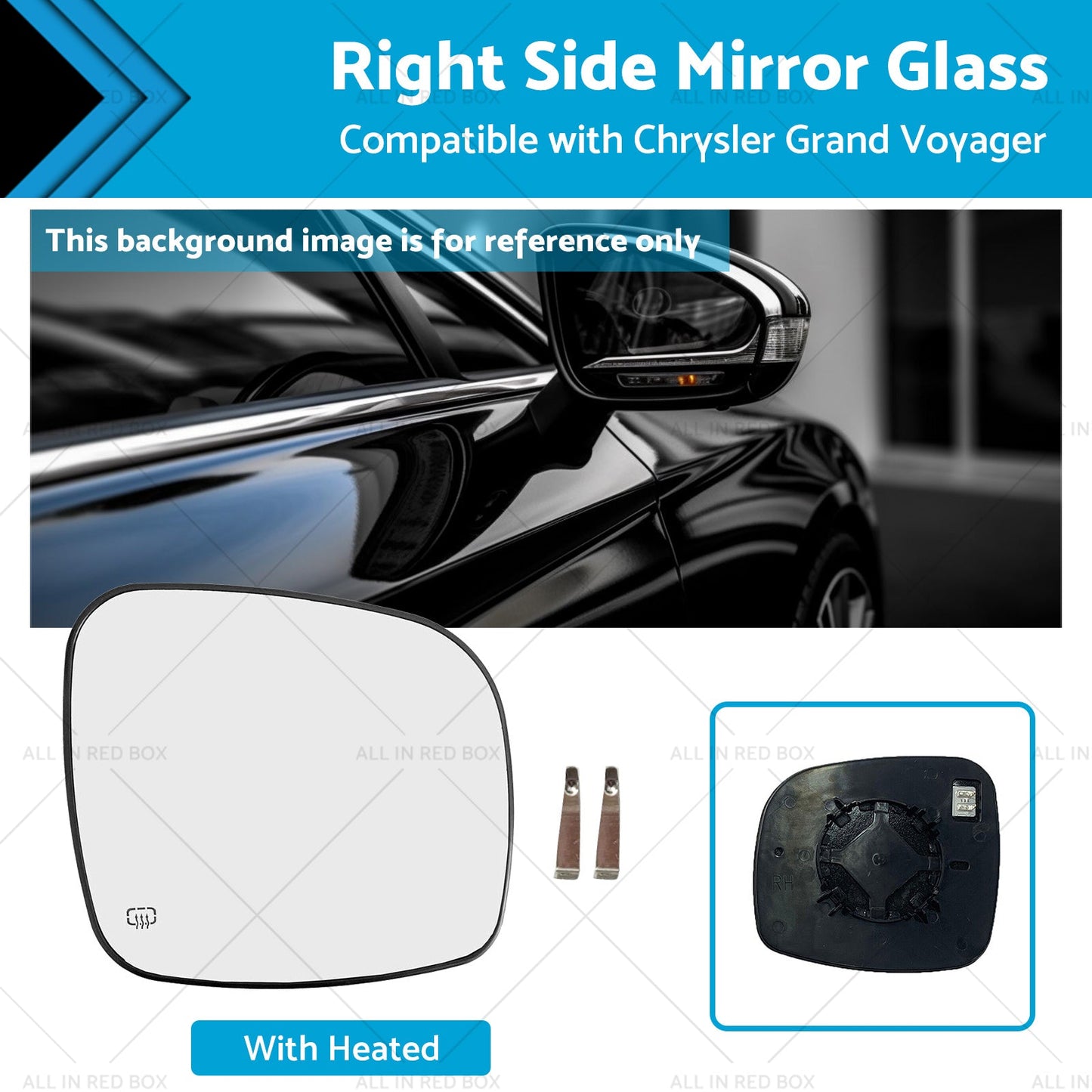 Heated Convex Right Mirror Glass for Chrysler Grand Voyager 2008-2015