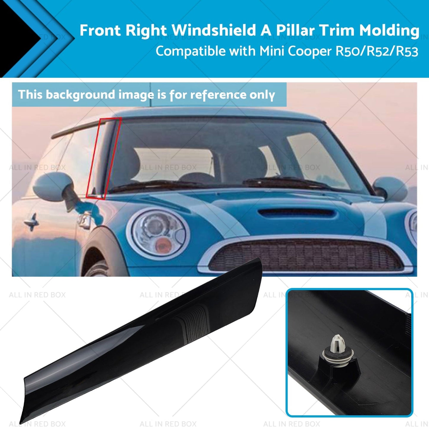 Front Right Windshield A-Pillar Trim Molding for BMW Mini R50 R52 R53 (2001-2008)