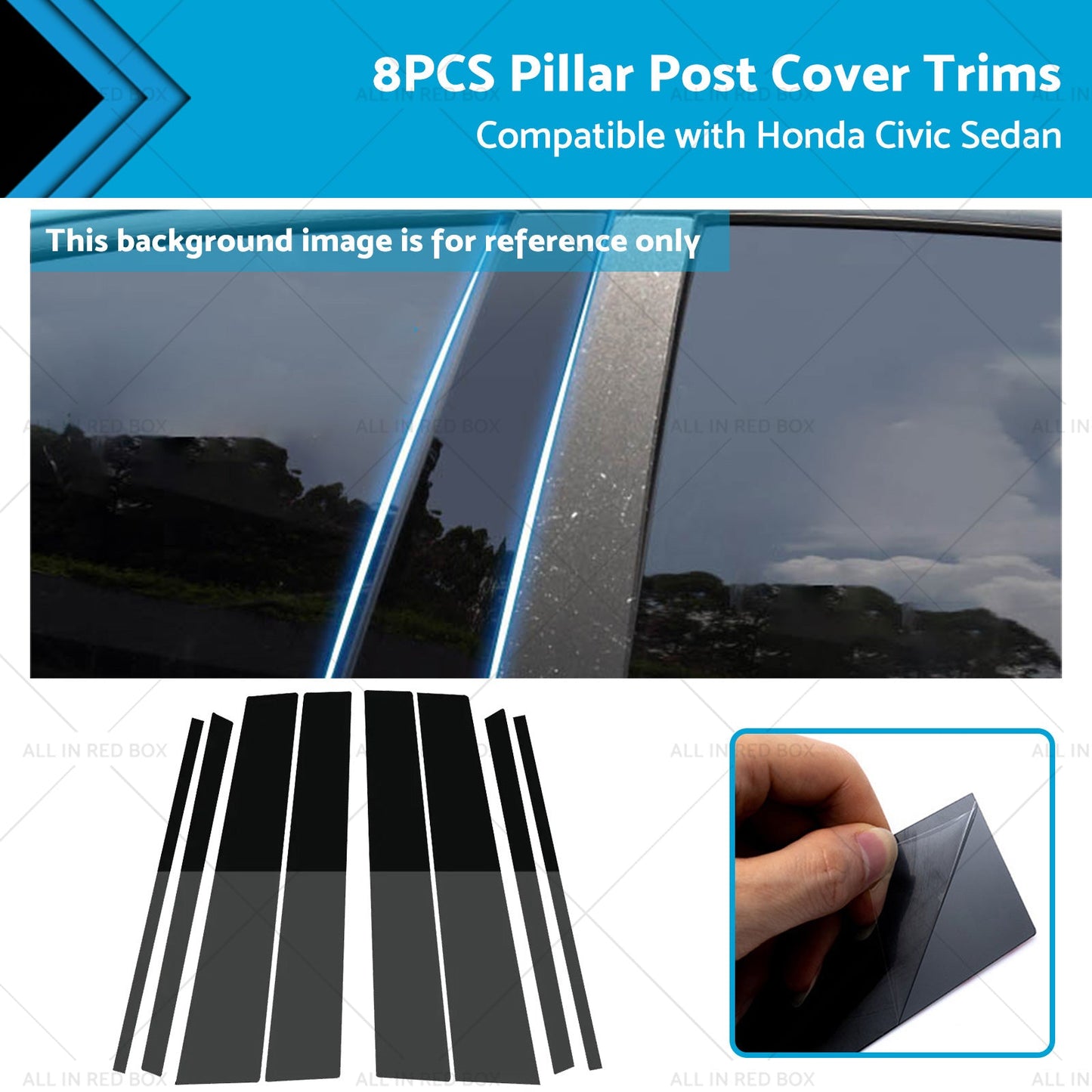 8PCS Pillar Post Cover Trims for Honda Civic Sedan 2012-2015