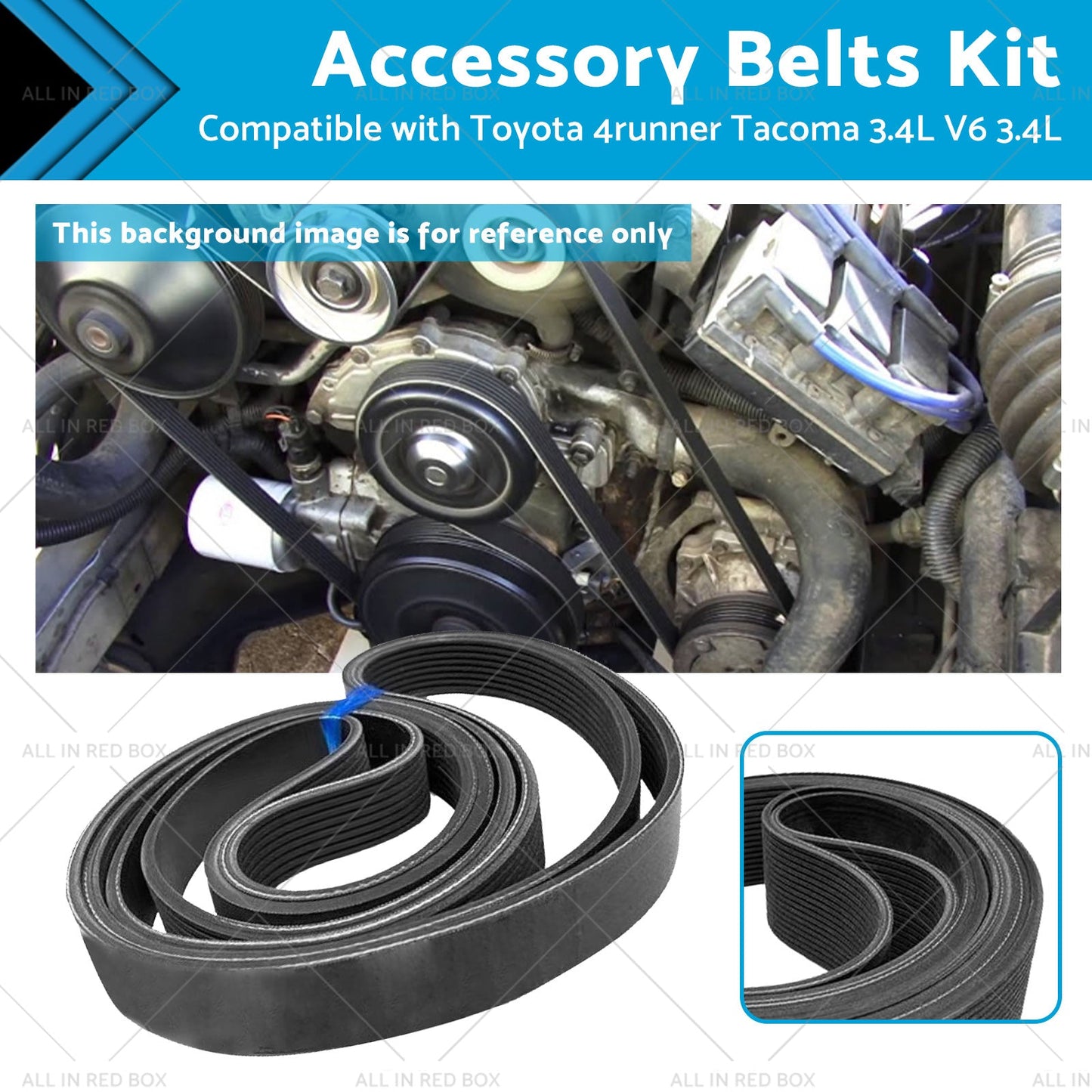 Accessory Belts Kit for Toyota 4Runner Tacoma 3.4L V6 1995-2004