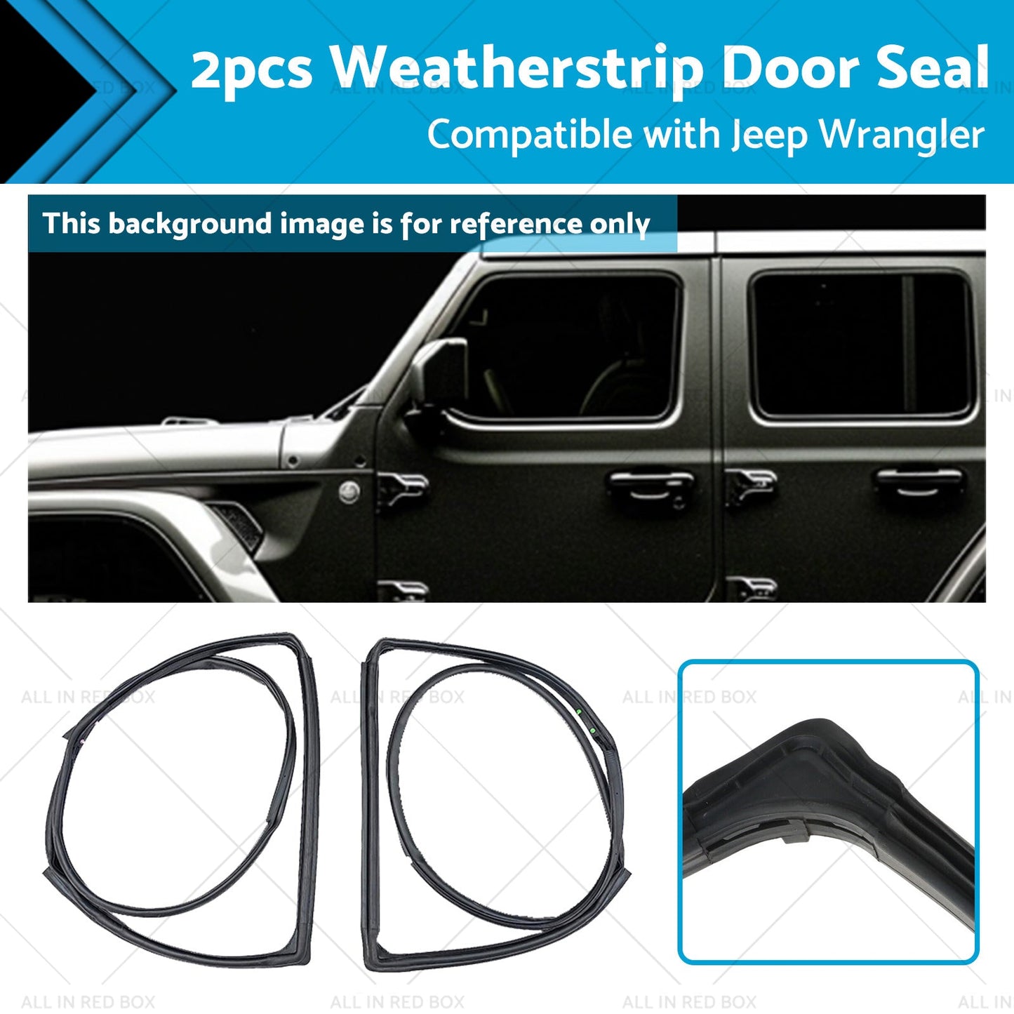 Front Door Weatherstrip Seal for Jeep Wrangler JK 2007-2018