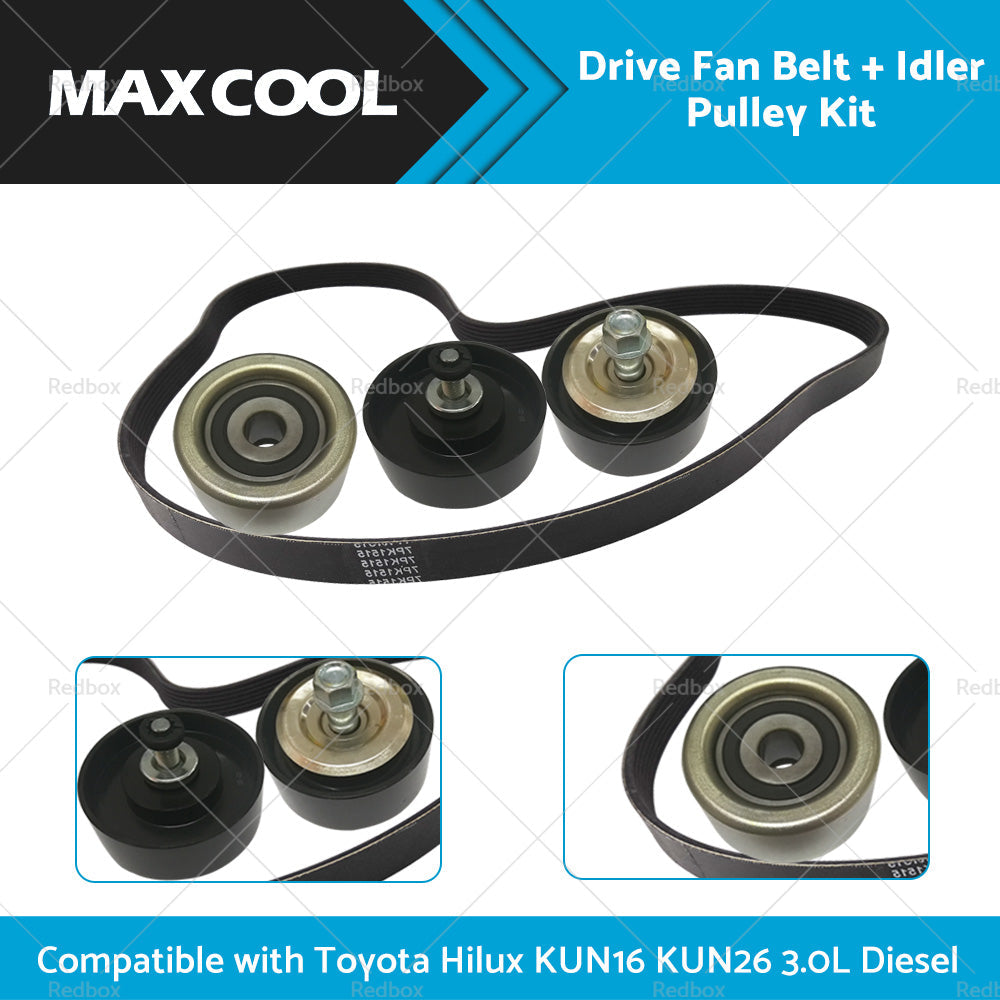 Fan Belt Idler Pulley Kit for Toyota Hilux 3.0L Diesel 2005-2015