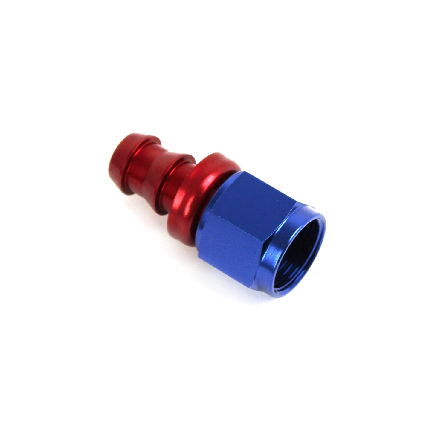 -8 AN Push Lock Hose End Fitting Straight Red/Blue Anodized Aluminum