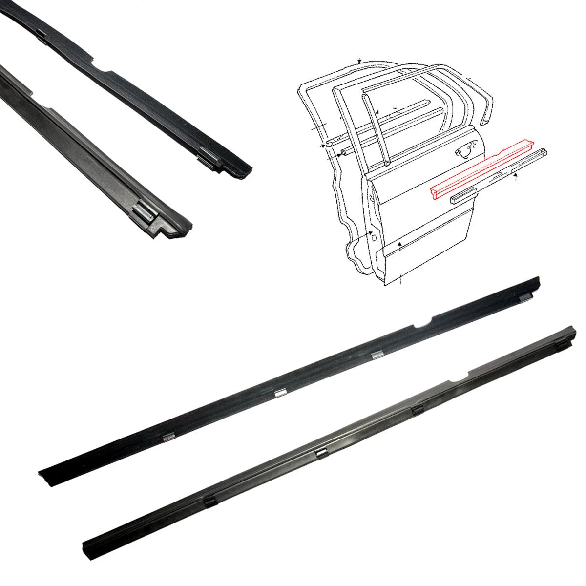 Rear Door Belt Weatherstrip for BMW 5 Series E28 M5 528e 533i 535is 524td 1981-1988