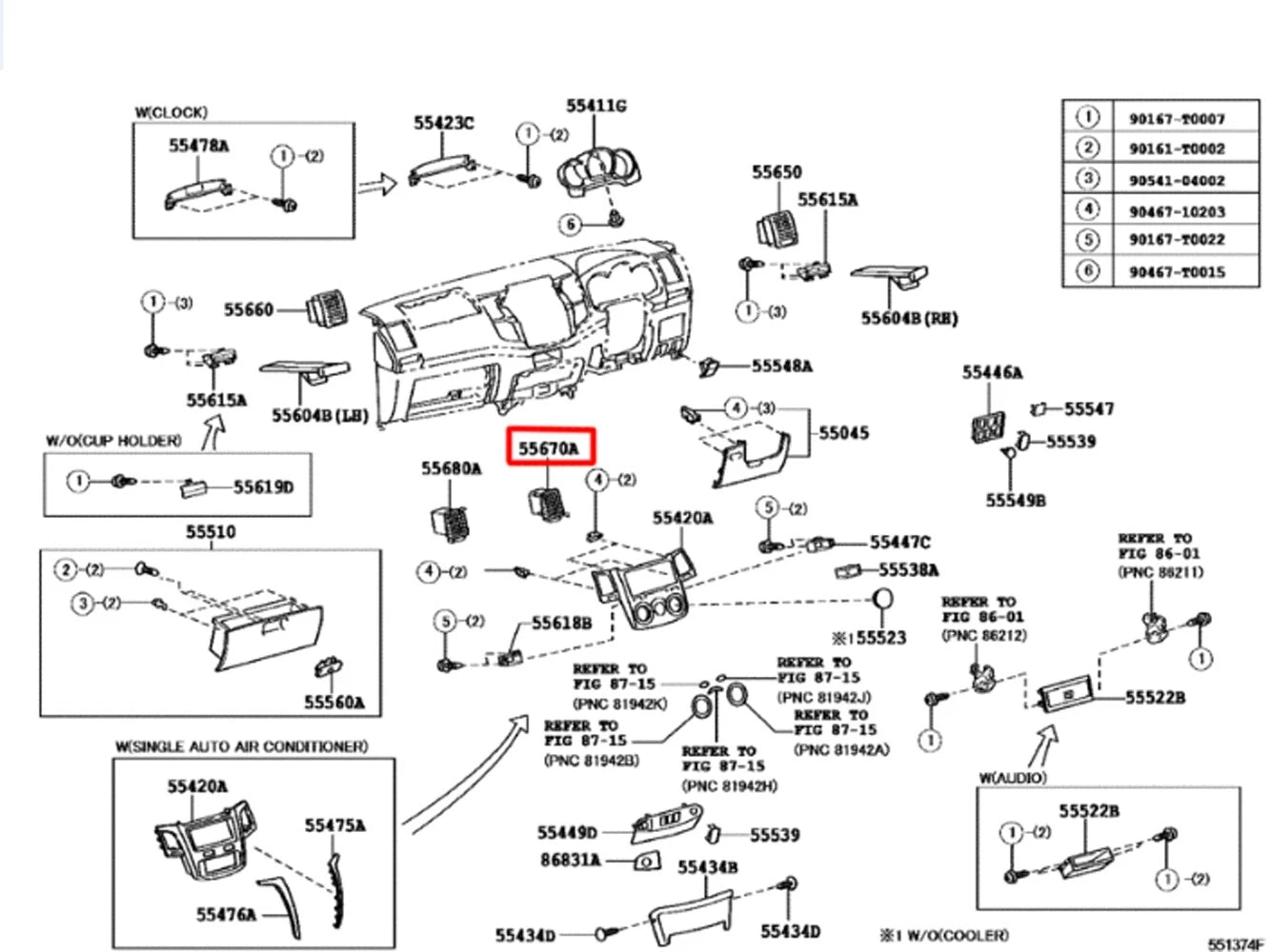 Air Vent Trim Center for Toyota Hilux SR5 2004-2016 Genuine