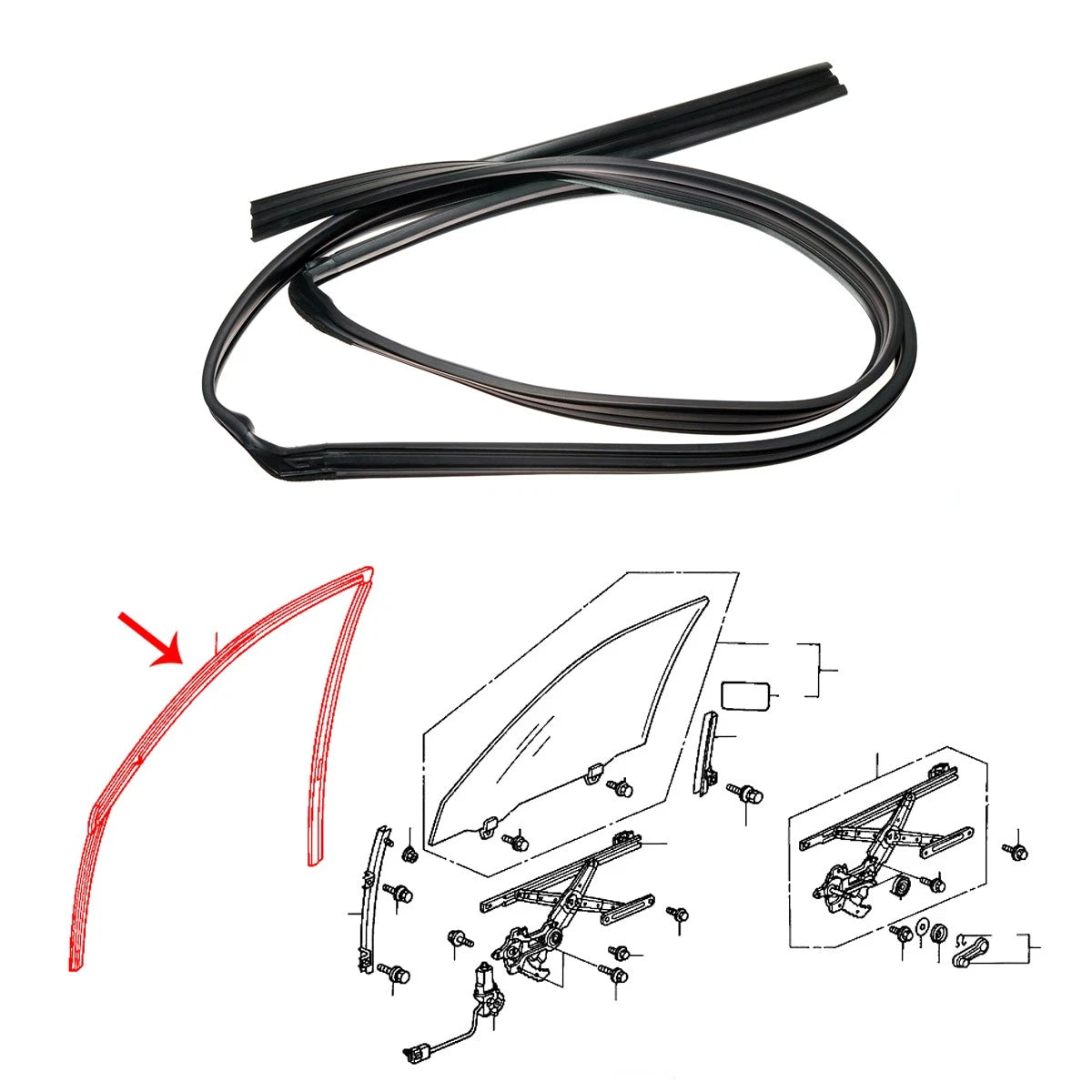 Front Weatherstrip Glass Run Channel for Honda City Type Z 1996-2002