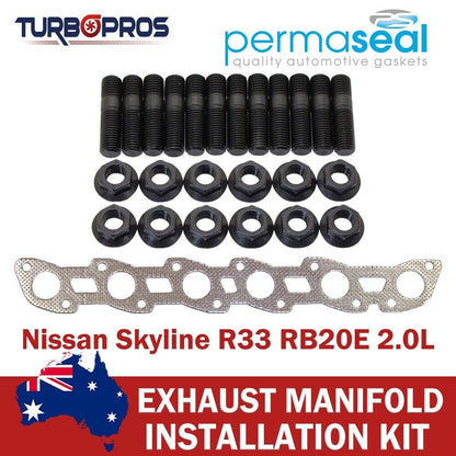 Permaseal Exhaust Manifold Installation Studs&Gasket for Nissan Skyline R33 2.0L
