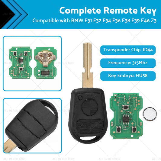 Remote Key 3 Button for BMW E31 E32 E34 E36 E38 E39 E46 Z3 1990-2002