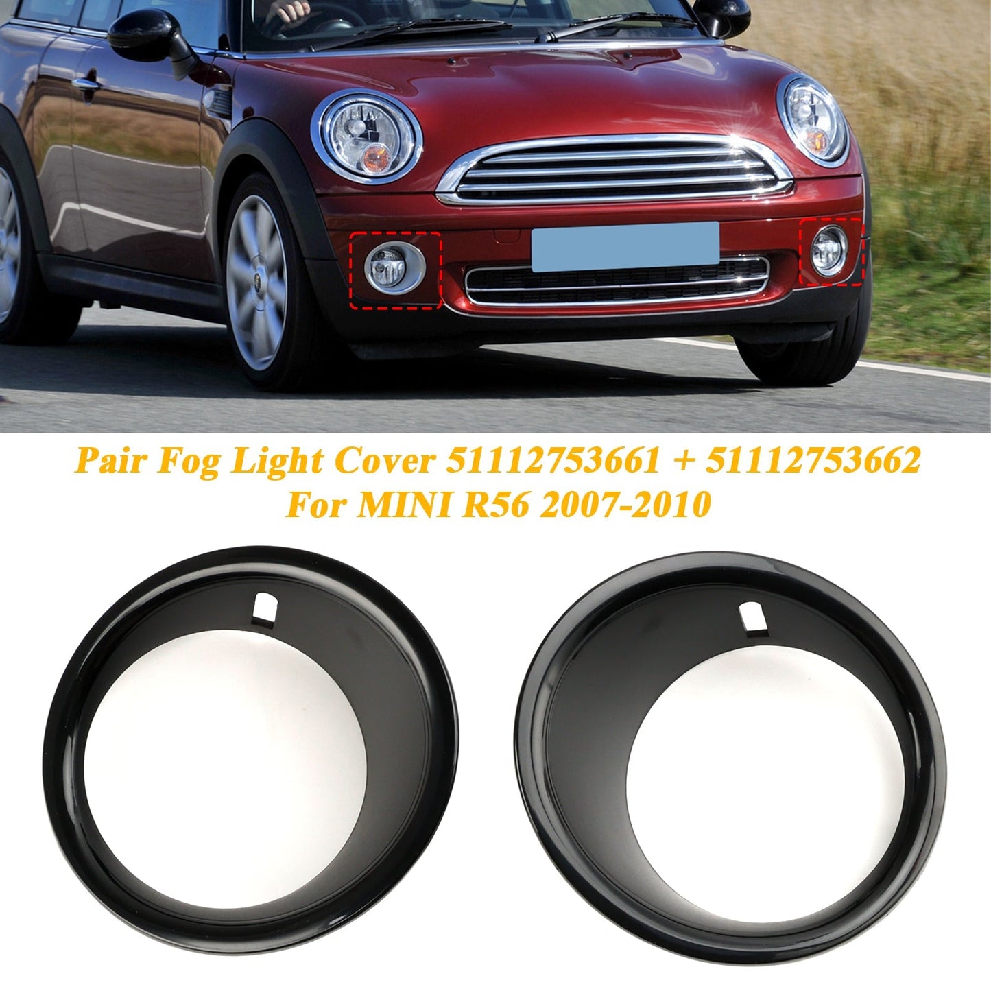 Mini Cooper R55 R56 R57 2007-2010 Front Bumper Fog Light Lamp Cover Bezel