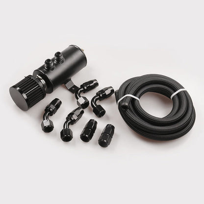 Aluminium Baffled Engine Oil Catch Can 0. 75L 2 Port AN10  3M Hose Fitting Kit-0