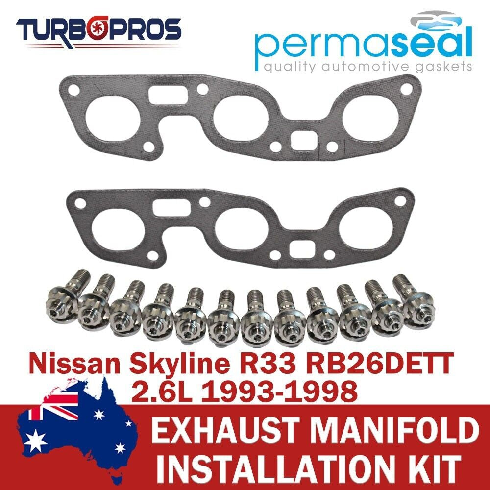 Permaseal Exhaust Manifold Titanium Stud&Gasket Kit for Nissan Skyline R33 2.6L