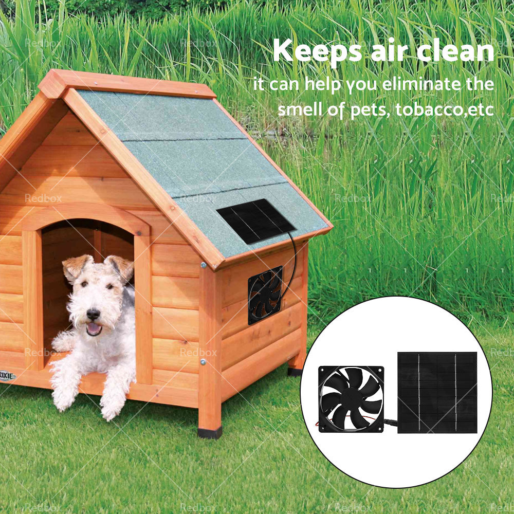 20W Solar Panel Powered Fan Mini Ventilator For Greenhouse Pet or Dog Chicken House-2