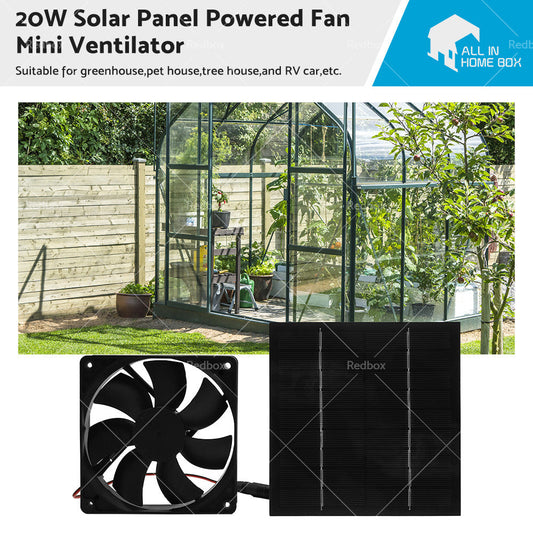 20W Solar Panel Powered Fan Mini Ventilator For Greenhouse Pet or Dog Chicken House-0