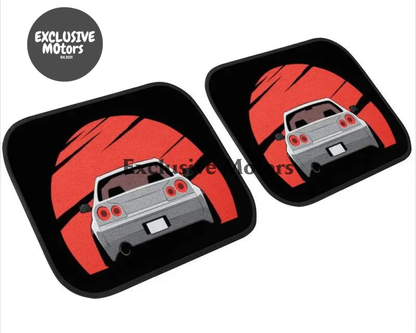 Custom R34 Skyline Japanese In To The Sun Set Floor Mats