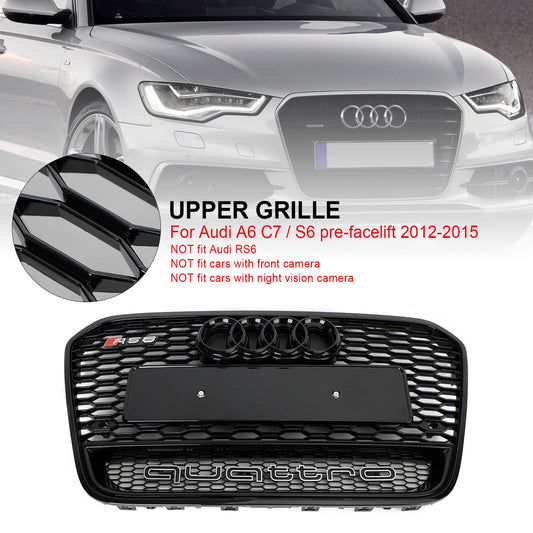 RS6 Style Front Mesh Honeycomb Grille for Audi A6/S6 C7 (2012-2015)