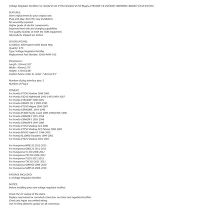 Voltage Rectifier Regulator For Honda CBR600F2/F3/F4 CBR900RR VT125 VT750 Shadow Generic
