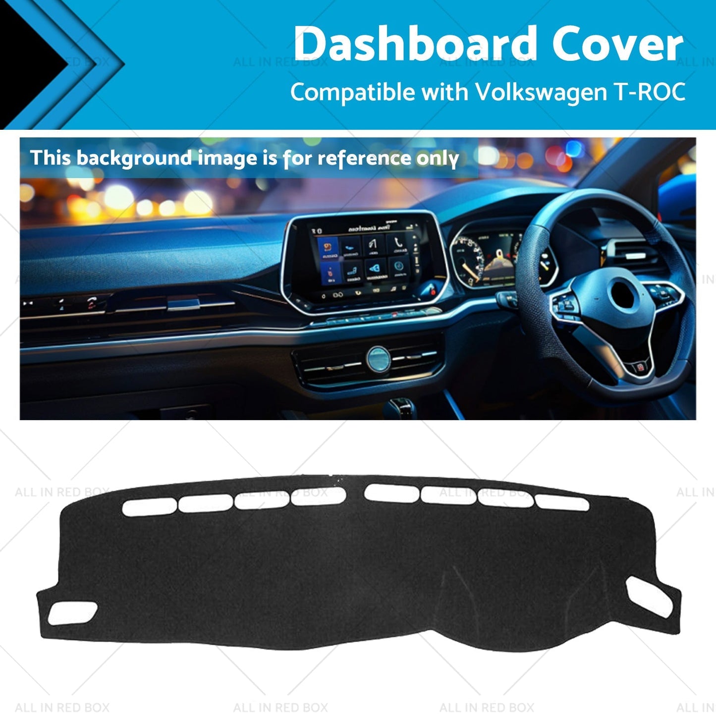 Dash Mat Black for Volkswagen T-ROC 2017-2021