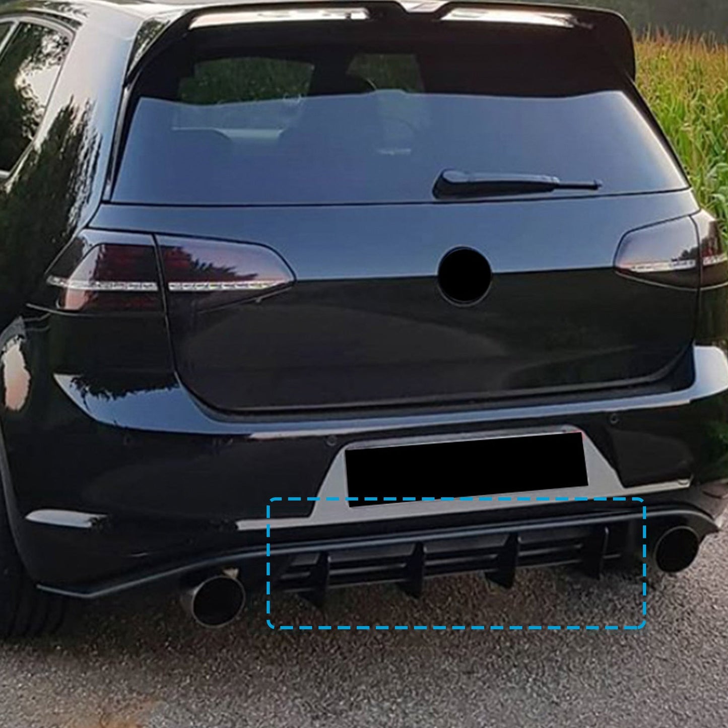 4 Fins Rear Bumper Diffuser Lip Spoiler Suitable For Volkswagen VW Golf MK7 GTI-3