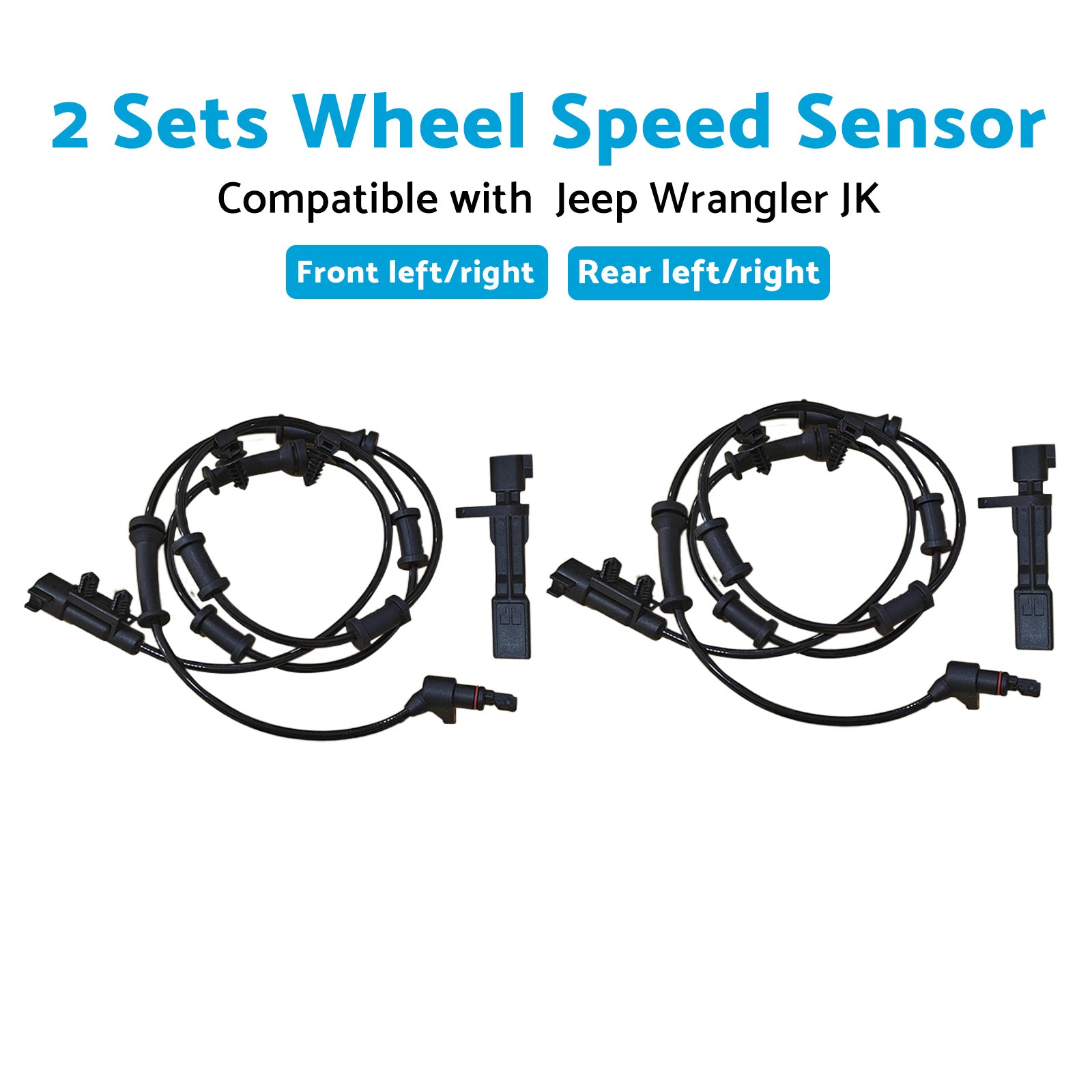 2x Front & Rear LH & RH ABS Wheel Speed Sensors Suitable For Jeep Wrangler JK 2007-2017-1