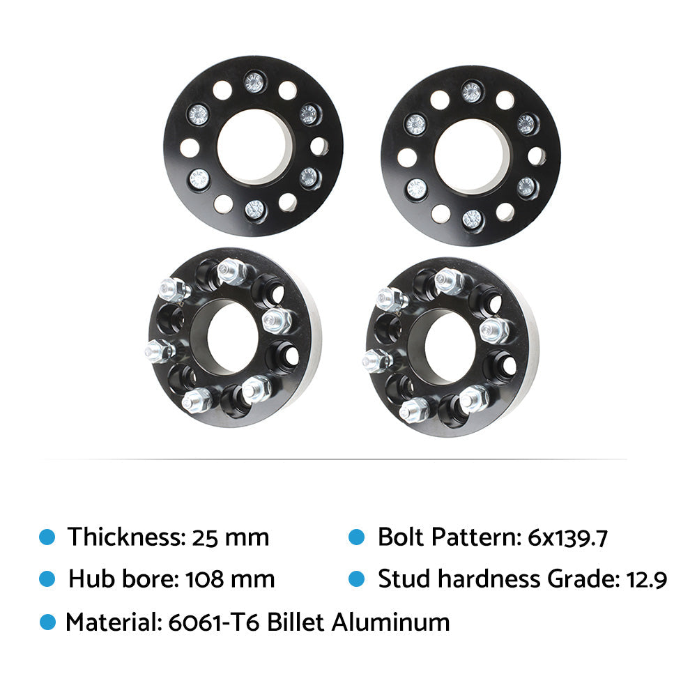 4x 25mm 6x139.7 (5.5in) M12x1.5 Wheel Spacers Suitable For Hilux Pajero Triton Ranger-1