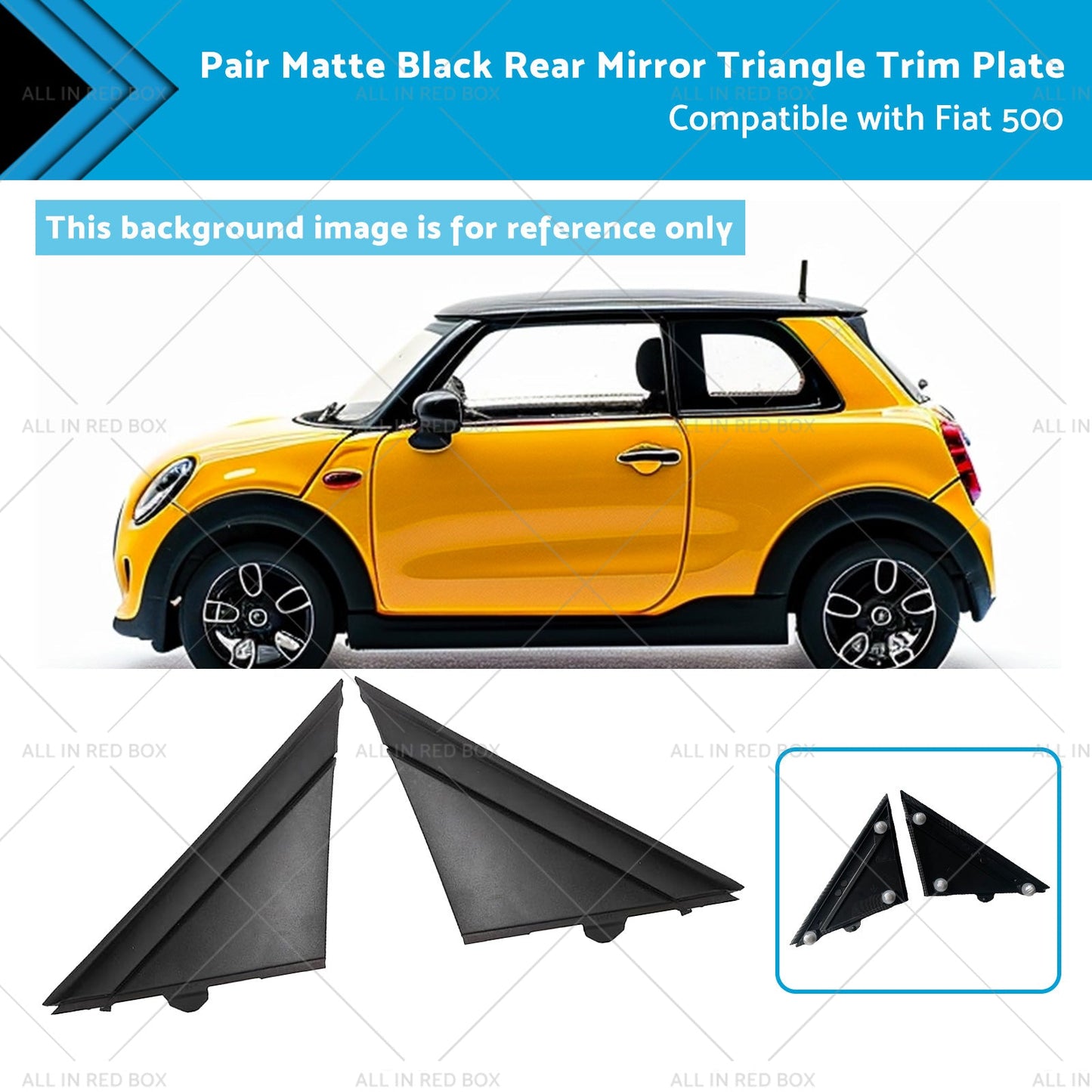 Rear Mirror Triangle Trim Plate Matte Black for Fiat 500 (2012-2019)