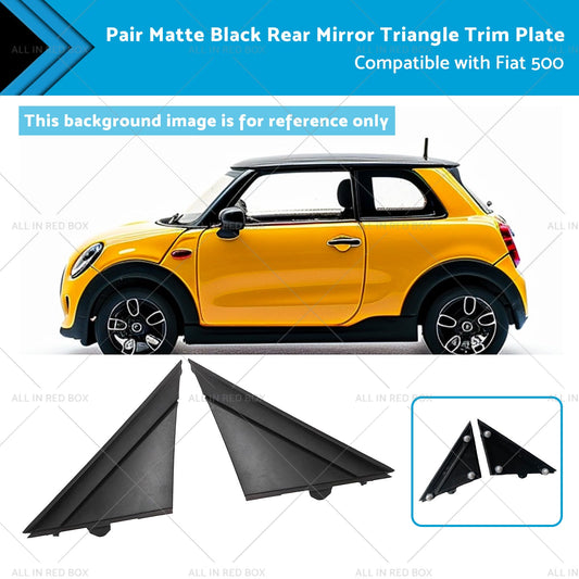 Rear Mirror Triangle Trim Plate Matte Black for Fiat 500 (2012-2019)