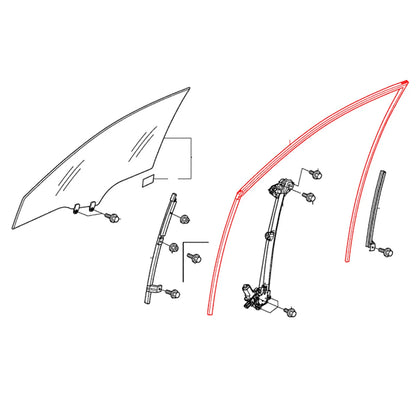 Front Door Glass Run Channel Seal Set for Honda CR-V 2007-2011