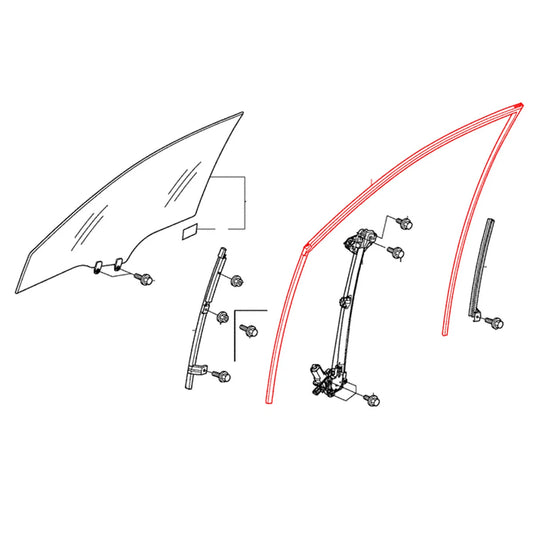 Front Door Glass Run Channel Seal Set for Honda CR-V 2007-2011