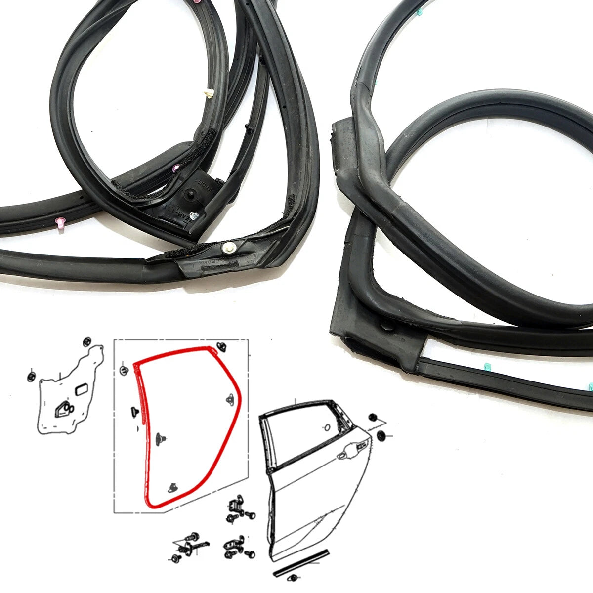 Rear Door Weatherstrip x2 for Honda Civic Sedan 2017-2021