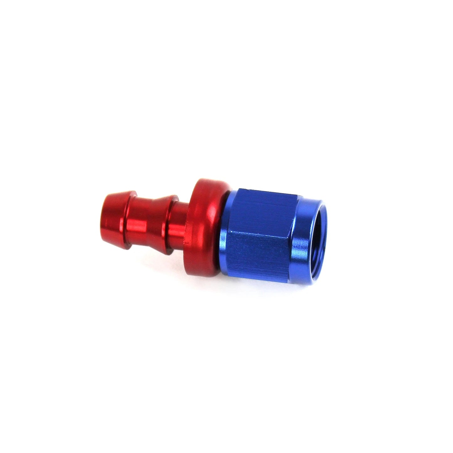 -6 AN Push Lock Hose End Fitting Straight Red/Blue Anodized Aluminum