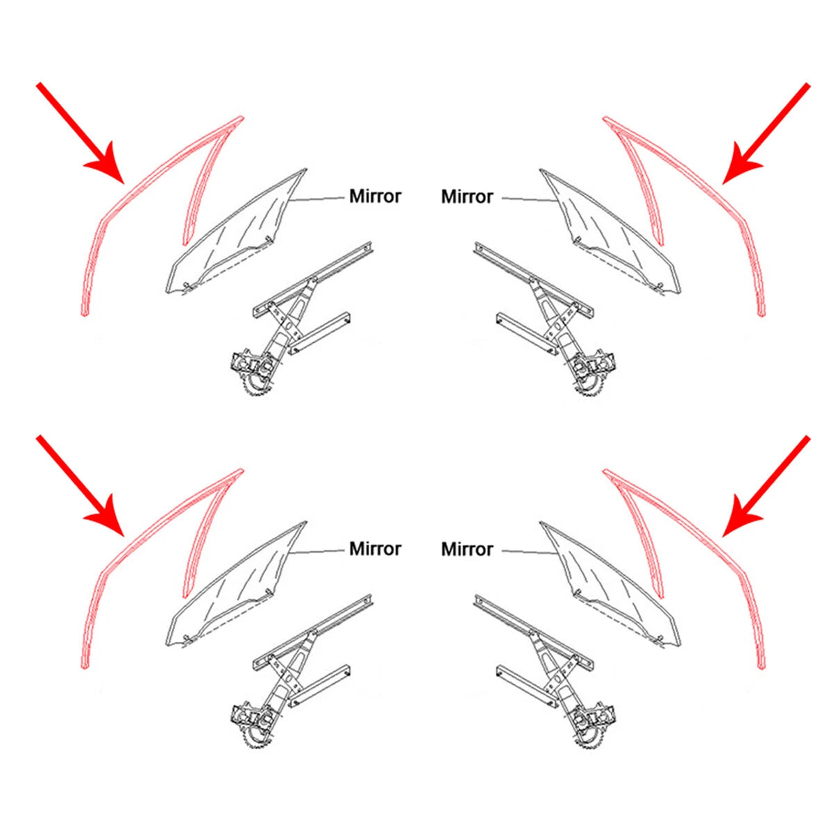 Door Glass Run Channel Seal for Honda Civic 2006-2011
