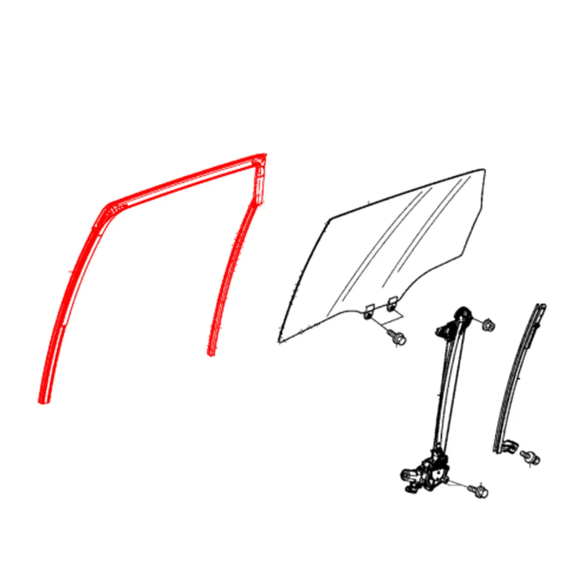 Rear Door Glass Run Channel Set for Honda Fit Jazz 2015-2020