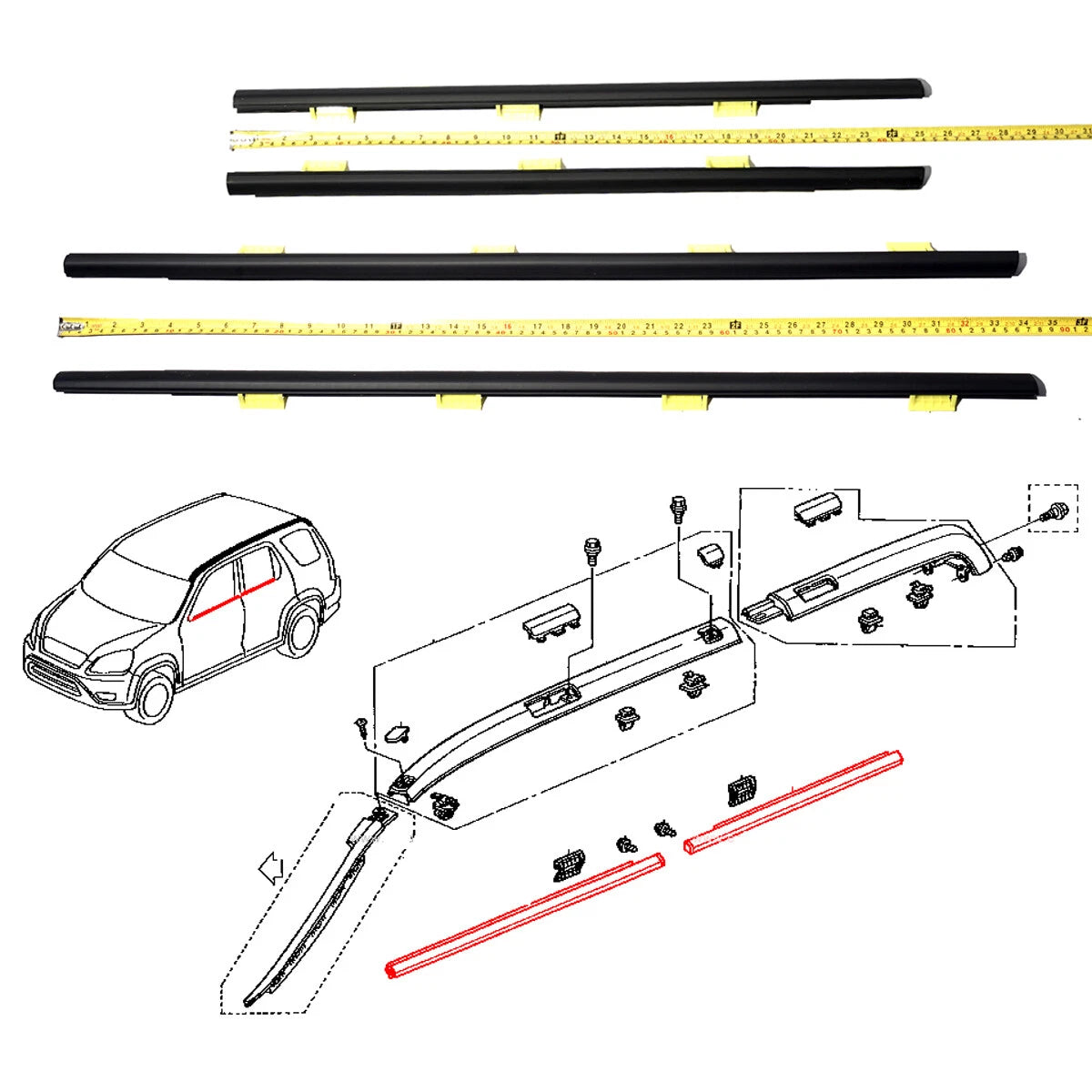 Door Belt Moulding Weatherstrip for Honda CR-V 2002-2006