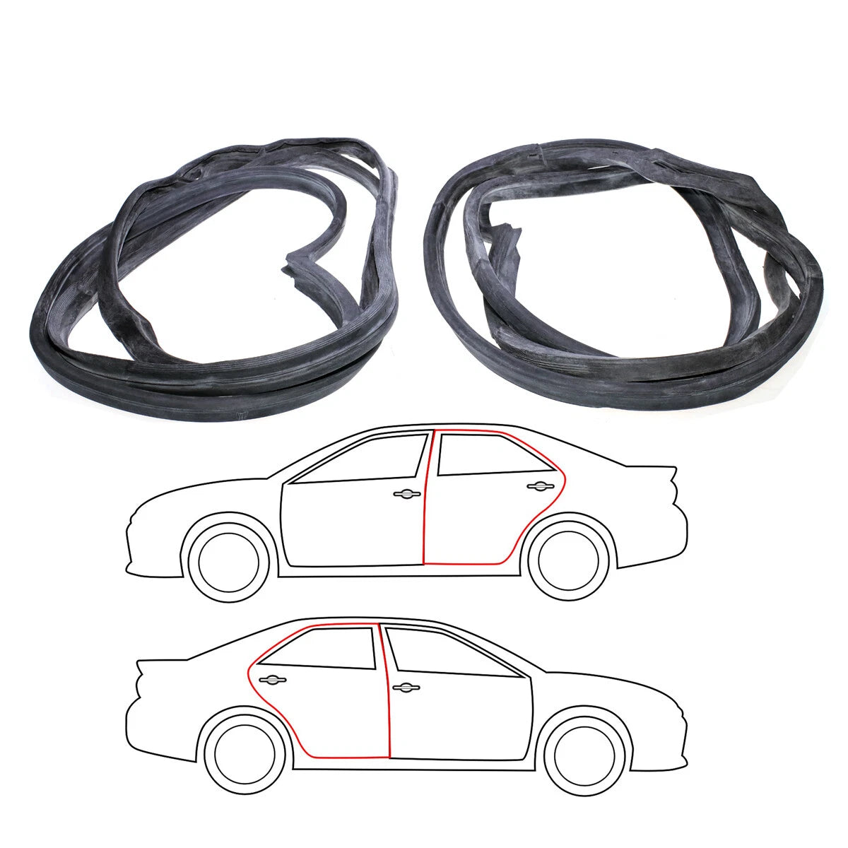 Rear Door Weatherstrip Set for Mercedes-Benz W123 200 230E 280E 300TD 1976-1986