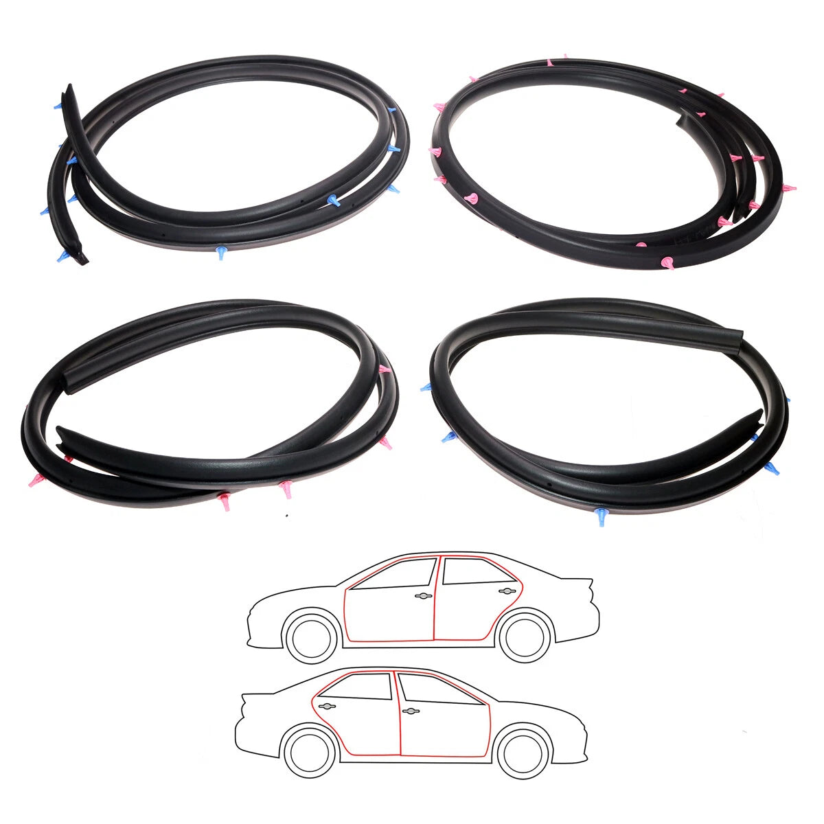 Rear Door Weatherstrip Set for Nissan Sylphy N16 Almera Pulsar Sedan 2000-2006