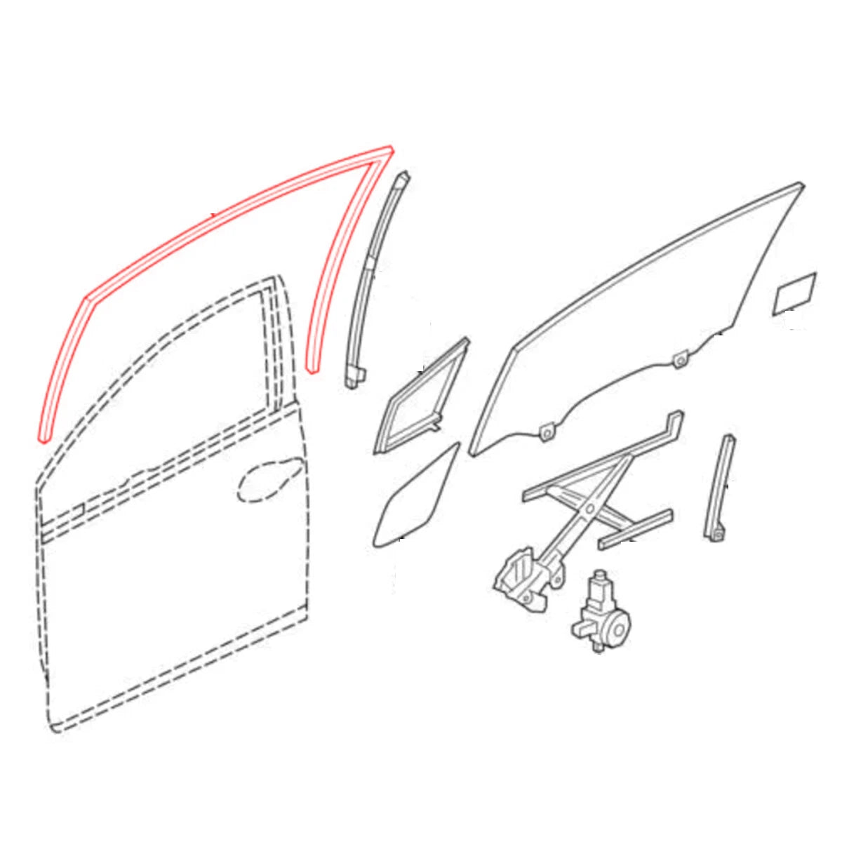 Rear Door Glass Run Channel for Honda Civic 4D 2012-2015
