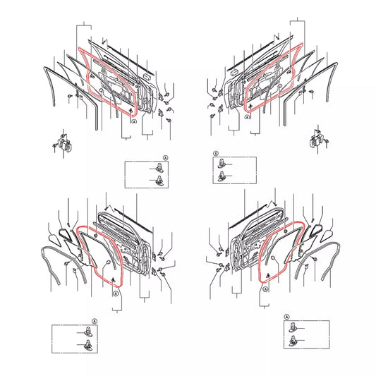 Door Weatherstrip Set for Mitsubishi Lancer Mirage 1995-2003