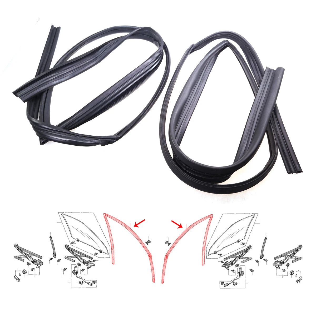 Front Door Glass Run Channel Seal for Honda Civic 3DR EG3 EG4 EJ1 EJ2 1991-1995