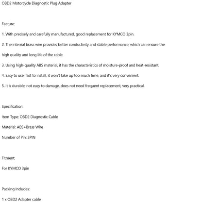 3 Pin to 16 Pin OBD Adapter for KYMCO F2 (2000-2005)