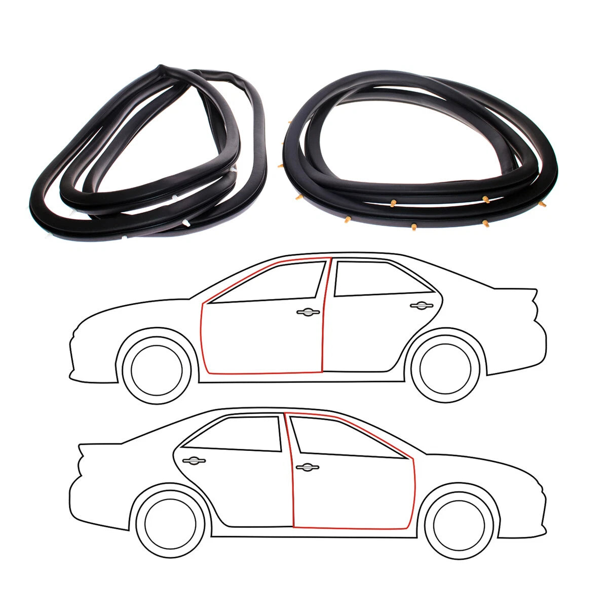 Front Door Weatherstrip x2 for Honda Civic Sedan 1992-1994