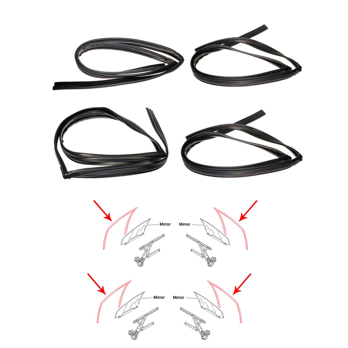 Door Glass Run Channel Seal for Honda Civic FN1 FN2 FA1 FA3 FG2 FK1 2006-2011