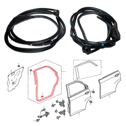 Rear Door Weatherstrip Set for Honda Fit Aria City Sedan 2003-2008