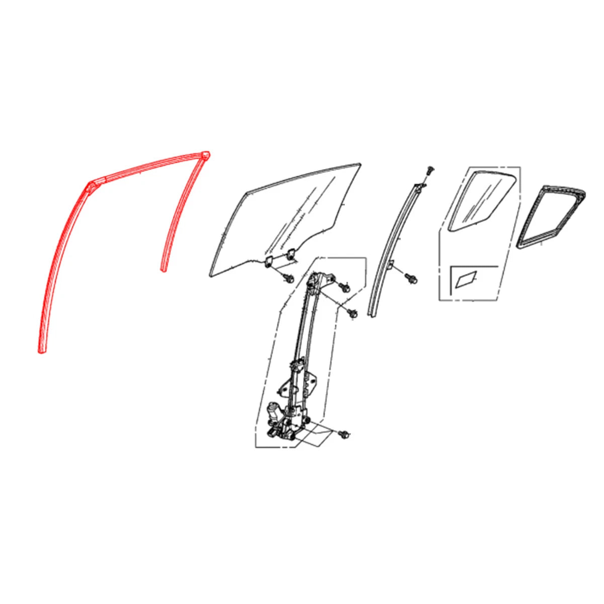 Rear Door Window Glass Run Channel Seal Set for Honda Accord 2008-2011