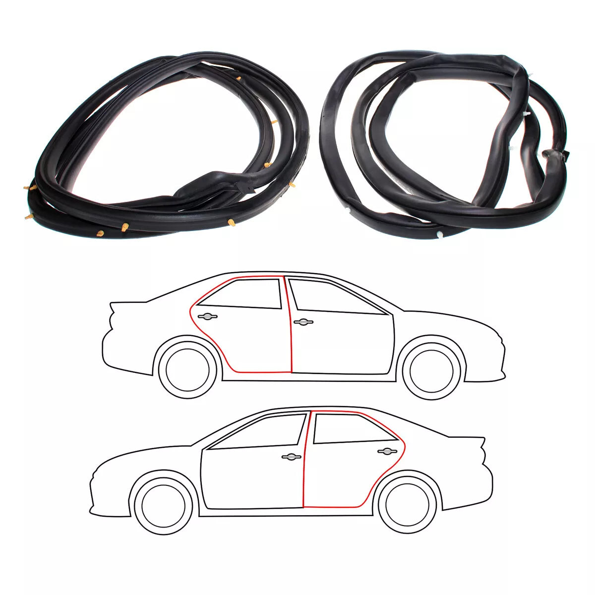 Rear Door Weatherstrip Set for Honda Accord EX/LX/DX Sedan 1994-1997